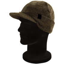 FOX Khaki/Black Peaked Beanie-kötött sapka