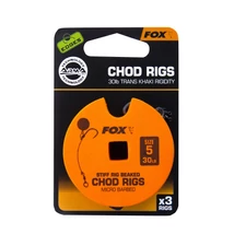 FOX Stiff Chod Rig Standard 3x 30lb size 5 - előkötött horgelőkék