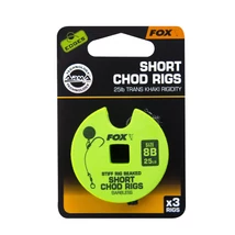 FOX Stiff Chod Short Rig Barbless 25lb size 8 - előkötött horogelőke szakáll nélküli horoggal