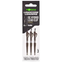 Korda Szerelék Ólomkapoccsal Leadcore Leader Hybrid Lead Clip QC Swivel 50 cm - Gravel