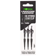 Korda Szerelék Ólomkapoccsal Leadcore Leader Hybrid Lead Clip QC Swivel 50 cm - Weed