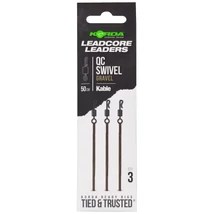 Korda Szerelék Ólomkapoccsal Kable Leadcore Leader QC Swivel 50 cm - Gravel