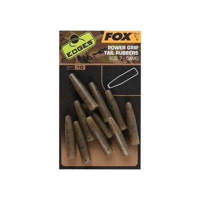 Fox Gumi Hüvelyek Edges Camo Powergrip Tail Rubbers Méret 7 × 10 db