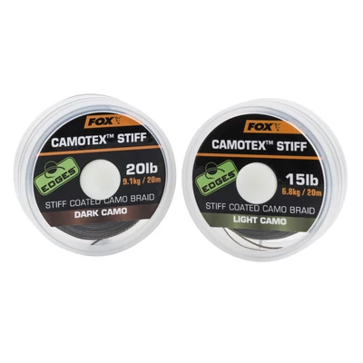 FOX Camotex Stiff Coated Dark Camo 20m 15lb - fonott előkezsinór