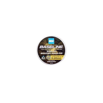 Nash Horgászzsinór Baseline Sinking Braid UV Sárga 20lb 0.20mm 600m