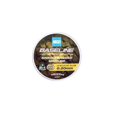 Nash Horgászzsinór Baseline Sinking Braid UV Yellow 20lb 0.20mm 1200m