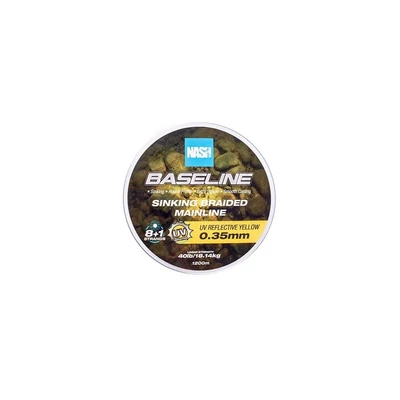 Nash Horgászzsinór Baseline Sinking Braid UV Sárga 40lb 0.35mm 1200m