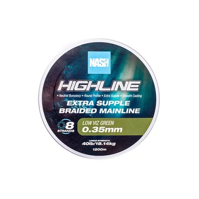 Nash Horgászzsinór Highline Floating Braid Green 40lb 0.35mm 1200m