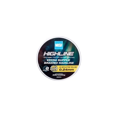 Nash Horgászzsinór Highline Floating Braid UV Sárga 30lb 0.24mm 1200m