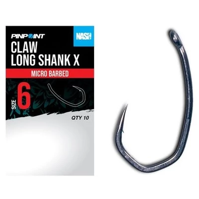 Nash Horgok Claw Long Shank X Micro Barbed 10 db - Méret 6